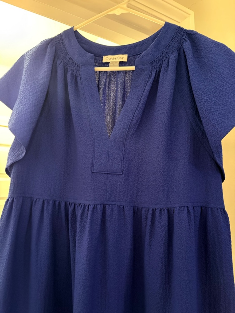 Calvin Klein Cobalt Textured V-Neck Dress